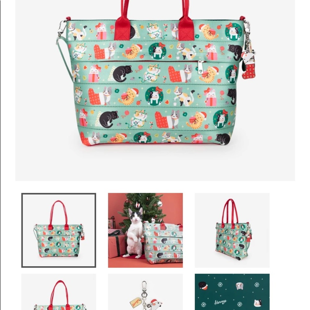 Harveys Meowy Christmas Tote Seatbelt Bag
